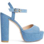 Sandalias azules de tela con plataforma rebajadas con tacón más de 9cm vintage STUART WEITZMAN talla 39 para mujer 