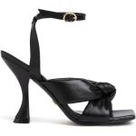 Sandalias negras de tiras rebajadas con tacón de aguja de punta cuadrada lacado STUART WEITZMAN talla 39 para mujer 