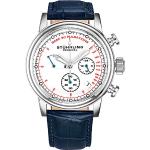 Relojes azules de acero inoxidable de pulsera impermeables con fecha con medidor de frecuencia cardíaca Cronógrafo Stührling para hombre 