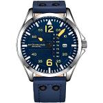 Relojes azules de acero inoxidable de pulsera impermeables Cuarzo Stührling para hombre 