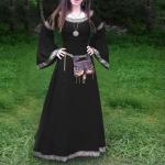 Disfraces negros de poliester medievales de otoño tallas grandes maxi manga larga talla 3XL para mujer 