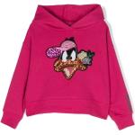Sudaderas rosas de poliester con capucha Looney Tunes manga larga con logo MONNALISA con lentejuelas para mujer 