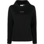 Sudaderas negras de poliester con capucha rebajadas manga larga con logo Calvin Klein para mujer 