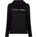 Sudaderas negras de algodón con capucha rebajadas manga larga con logo Calvin Klein talla XS para mujer 