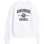 Sudaderas estampadas blancas de algodón rebajadas manga larga con cuello redondo de punto Ami Paris con motivo de París para mujer 