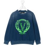 Sudaderas azules de algodón con capucha infantiles con logo VERSACE 