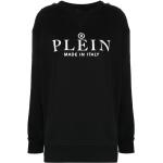 Sudaderas estampadas negras de algodón manga larga con cuello redondo con logo Philipp Plein para mujer 