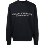 Sudaderas estampadas azules de algodón manga larga con cuello redondo con logo Armani Exchange para hombre 