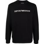 Sudaderas estampadas negras de algodón manga larga con cuello redondo con logo Armani Emporio Armani para hombre 