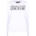 Sudaderas estampadas blancas de algodón manga larga con cuello redondo con logo VERSACE Jeans Couture para mujer 