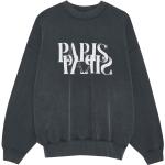 Sudaderas estampadas negras de algodón manga larga con cuello redondo con logo con motivo de París para mujer 
