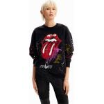Sudaderas estampadas negras Rolling Stones manga larga con cuello redondo Desigual talla XL para mujer 
