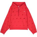 Sudaderas rojas de poliester con capucha manga larga con logo Nike Swoosh para mujer 