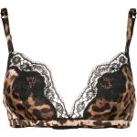 Sujetadores estampados marrones de seda leopardo Dolce & Gabbana para mujer 