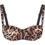 Sujetadores estampados marrones de seda leopardo Dolce & Gabbana para mujer 