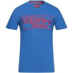 Camisetas azules neón de algodón de manga corta manga corta con cuello redondo con logo Superdry talla XS para hombre 