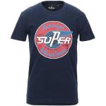 Camisetas azules de algodón de manga corta manga corta con cuello redondo con logo Superdry talla S para hombre 