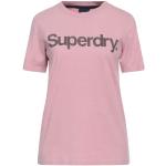 Camisetas rosa pastel de algodón de manga corta manga corta con cuello redondo de punto Superdry talla XS para mujer 