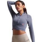 Camisetas deportivas grises rebajadas con cuello alto transpirables Superdry talla M para mujer 