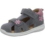 Sandalias grises de ante de cuero floreadas Superfit con purpurina talla 25 infantiles 
