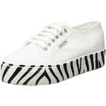 Zapatillas blancas de caucho con cordones con cordones informales zebra SUPERGA talla 35 para mujer 