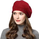 Gorros rojos de lana de invierno rebajados vintage de punto Talla Única para mujer 