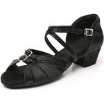 SWDZM Zapatos de Baile Latino Mujer Salsa Bachata Zapatos de Baile de Salon,Tacón-3cm,Modelo-WHD28,Negro, 41EU