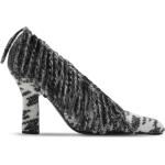 Zapatos grises de cuero de tacón con tacón más de 9cm con logo Burberry con flecos talla 39 para mujer 