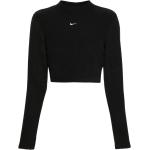 Tops bordados negros de viscosa manga larga con logo Nike Swoosh talla L para mujer 