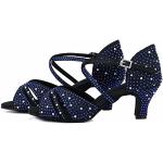 Zapatos negros de Diamantes de baile latino de punta abierta con tacón hasta 3cm formales talla 39 para mujer 