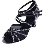 Zapatos negros de goma de baile latino con tacón hasta 3cm con pedrería talla 38 para mujer 