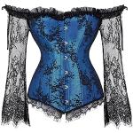 SZIVYSHI Corsé sexy para mujer en Azul vestido/cuerpo/falda/top/corpino/corpiño - Ideal para disfraz de pirata, medieval o steampunk y fiestas de lencería - XL