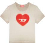 Camisetas grises de algodón de manga corta manga corta con cuello redondo con logo Diesel para mujer 