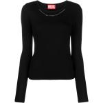 Camisetas negras de cuello redondo manga larga con cuello redondo de punto Diesel Matic para mujer 