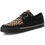 T.U.K. Vegan Creeper Sneaker - Zapatos Hombre y Mujer - Color Black Canvas & Leopard Print - Zapatos con Cordones Estilo Puck, Gótico y Rockero - Talla EU40