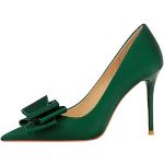 Zapatos verdes de goma de tacón de invierno de punta puntiaguda talla 40 para mujer 