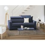 Sofás azules de poliester de tela con reposacabezas ajustable acolchados para 3 personas 