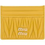 Monedero amarillos de cuero con logo Miu Miu para mujer 