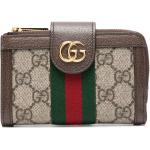 Billetera marrones de lona plegables con logo Gucci Ophidia para mujer 