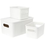 Navaris Cajas de plástico apilables - Set de 4x Caja de almacenaje con tapa  - 4x Cesto organizador para ropa armario baño cocina cajones - Gris :  : Hogar y cocina