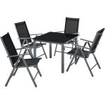 Conjunto de sillas de aluminio 4+1 - sillas plegables reclinables con mesa, mesa y sillas con estructura de aluminio, muebles de jardín con respaldo alto