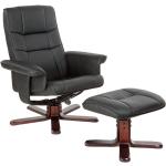 Tectake - Sillón de TV con taburete modelo 1 - sillón de cuero sintético para salón, butaca para sala de estar con respaldo ajustable, asiento con escabel para ver la TV - negro/marrón