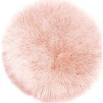 Alfombras rosas de piel de cordero para dormitorio 160 cm de diámetro 