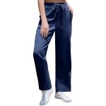 Pantalones azul marino de lino de cintura alta de verano talla M para mujer 