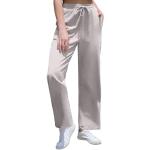 Pantalones grises de lino de cintura alta de verano talla L para mujer 