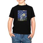 Camisetas negras de algodón de algodón infantiles Star Wars Estrella de la Muerte Texlab 