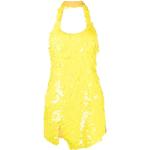 Vestidos halter amarillos rebajados mini sin mangas con cuello halter The Attico con lentejuelas talla XS para mujer 