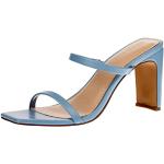 Sandalias azules de tacón de punta cuadrada vintage talla 38 para mujer 