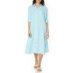 Vestidos azules celeste de lino de lino tallas grandes informales talla XL para mujer 