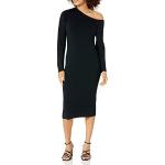 Vestidos ajustados negros de viscosa tallas grandes con escote asimétrico informales de punto talla 4XL para mujer 